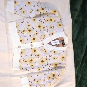 Cider Womens Floral Cardigan - White and Yellow
